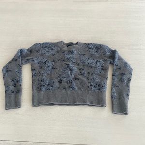 All Saints Grey Camo Floral Crop Sweater Grey Size Small